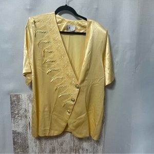 Vintage 80s Whisper Gold Short Sleeve Blazer Size XL